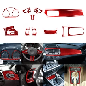 32Pcs Red Carbon Fiber Kits Full Interior Dash Trim Cover For BMW Z4 E85 2003-08 - Picture 1 of 14