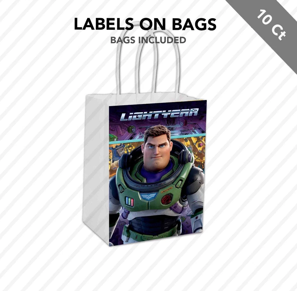 10 Buzz Año Luz Etiqueta en Bolsa de Regalo Kraft Fiesta Favor 5.5 x 8 Toy Story Foto 1 de 1