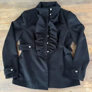 Vintage Mac & Jac Women's Ruffled Coat Black Size XL Missing Button - Nordstrom - Picture 1 of 3
