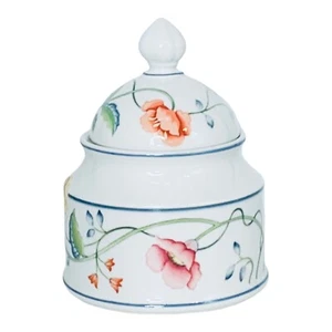 Vintage Villeroy & Boch ALBERTINA bunte Blumen Ranken Zuckerdose & Deckel NEU - Bild 1 von 8