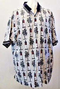 Men's #25 Boca Classic SS, 100% Cotton, White Palm Tree Pattern polo shirt, 3X - Bild 1 von 5