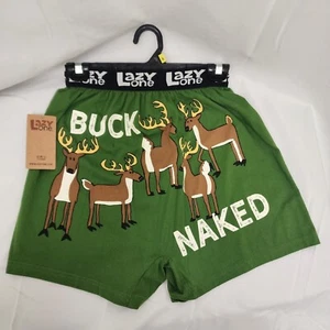 Lazy One funny men's Boxer shorts Deer PJ lounge shorts Buck Naked  100% cotton - Picture 1 of 3