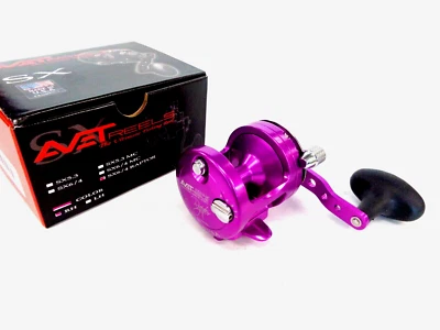 Avet RAPTOR SX6/4 MC 2-Speed Lever Drag Reel MC Cast - PURPLE Right Hand - Image 1 of 4