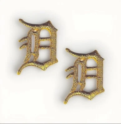 Old English Letter D Patch Gold Embroidered Cut out Iron On Sew on Lot of 2 - Image 1 of 3
