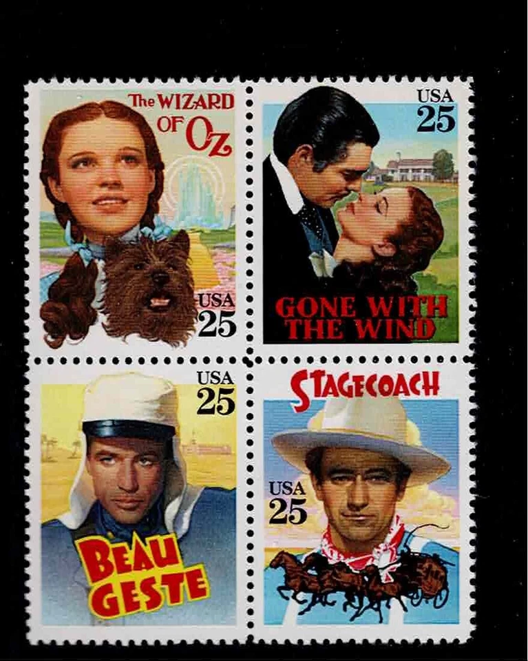 US Scott #2445-48, Block of 4 1990 Hollywood Classics 25c VF MNH - Image 1 of 1