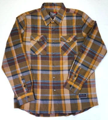 Troll Co Hombre Franela Trabajo Cuadros Marrón Camisa Perla Snap! Nuevo Talla XL Foto 1 de 4