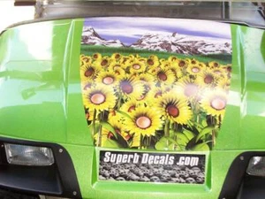 Golf Cart Sunflower Hood & Underseat Graphics set FIT all YR EZGO Club Car Yamah - Picture 1 of 3