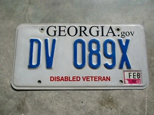 Georgia 2013 Disabled Veteran license plate # 089X - Picture 1 of 1