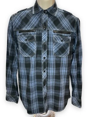 Modern Culture Men's Plaid Long-Sleeved Button-Down Shirt Size Medium - Image 1 of 4