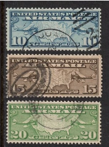 US Used Airmail # C7 - C8 - C9 US Map & 2 Planes , F-VF - I Combine S/H - Picture 1 of 1