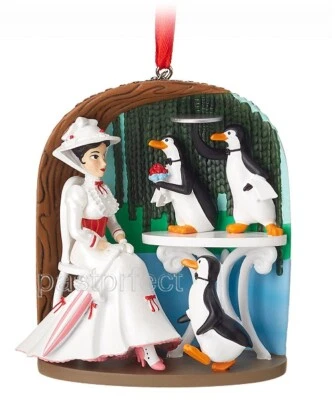 Disney Mary Poppins Penguin Jolly Holiday Waiter Sketchbook Xmas Ornament Boxed - Image 1 of 2