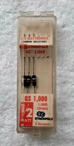 CARBON RESISTERS 1/2 WATT GS 1,000 OHMS G-C ELECTONICS STACKPOLE '' 60'' LINE - Picture 1 of 7