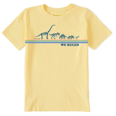 La vida es buena. Camiseta trituradora Kids Clean We Ruled Dino's SS, amarillo arenoso Foto 1 de 2