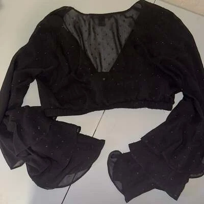 Forever 21 Bell Sleeve Sheer Crop Top size Medium - Image 1 of 4