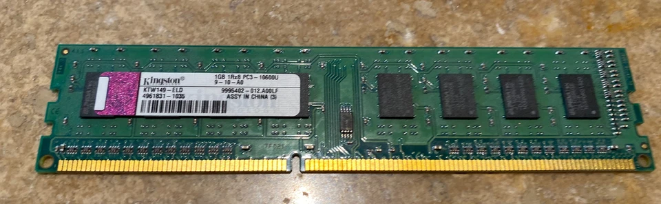 Kingston KTW149-ELD 1GB PC3-10600U DDR3-1333Mhz Ram Memory - Image 1 of 3