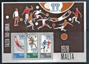 MALTA - 1978 Football World Cup Argentina Mini Sheet CTO - Picture 1 of 1