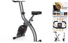 ATIVAFIT Folding Exercise Bike, Magnetic Foldable Stationary Bike, Indoor Grey