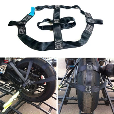 High Strength Polyester Motorcycle Rear Wheel Transport Bar Tie Down Strap Black - Image 1 of 4