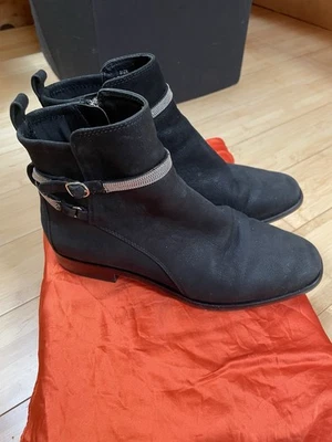 BOTAS CHELSEA MUJER DONNA KARAN ETIQUETA NEGRA GAMUZA CUERO 7  Foto 1 de 4