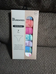 Pk of 7 - Women's "No Boundaries" Mid-Rise Thong Underwear-Size L (12-14) NEW - Picture 1 of 2