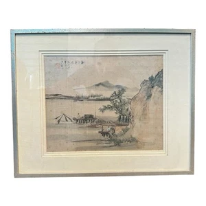 Antique Qing Dynasty Chinese Watercolor Landscape Painting Signed & Dated - Picture 1 of 8