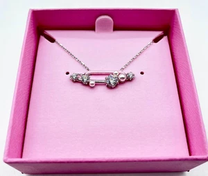 Swarovski - Constella Bar Necklace in Rhodium-Plated Metal - White - NEW - Picture 1 of 6