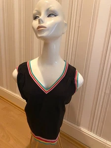Divided by H&M Pullunder Top Shirt M Schwarz Regenbogen V-Ausschnitt Baumwolle - Bild 1 von 3