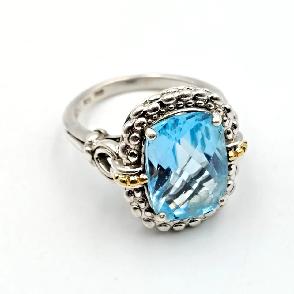 Phillip Gavriel Sterling Silver 925 18K Gold Accent Blue Topaz Ring Sz 7 - Image 1 of 4