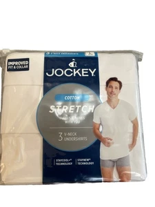 Jockey Men's Cotton Stretch V-Neck Undershirt - 3 Pack - Picture 1 of 3