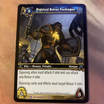 World of Warcraft TCG Betrayer 136/264 Highlord Bolvar Fordragon - Image 1 of 2
