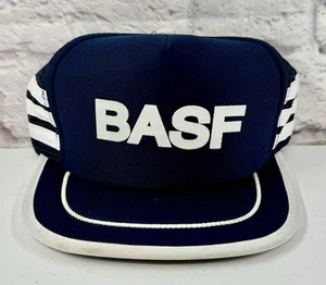 Vintage BASF Trucker Hat Snapback Three Stripes Adjustable Chemical Company 3 - Picture 1 of 6