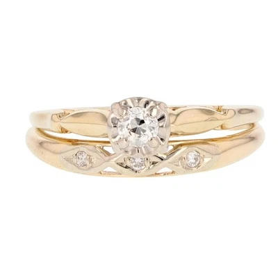 .18ctw Round Diamond w/ Accents Vintage Wedding Set 14k Multi-Tone Gold Size 7.5 - Image 1 of 4