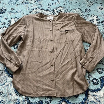 Blusa de seda Flora Kung vintage talla 10 hombreras patrón Starburst años 60 70? Foto 1 de 4