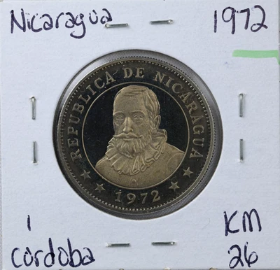 1972 Nicaragua One Cordoba CuNi Copper-Nickel Coin 7.5g Km# 26 - Image 1 of 4
