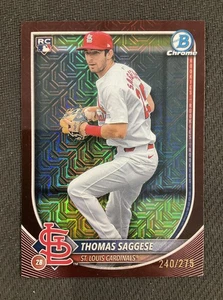 2025 Bowman Chrome #57 Thomas Saggese Mojo refractor Borgoña/275 Cardinals - Imagen 1 de 2