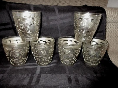 6 forros folheados a prata do México com copos de vidro - Imagem 1 de 3