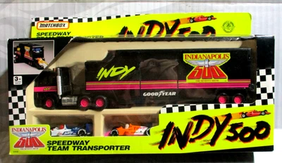 Matchbox, 76th  INDY 500 SPEEDWAY TEAM TRANSPORTER / GIFT SET with cars. HTF - Image 1 of 4