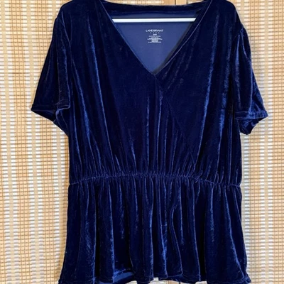 Babydoll Lane Bryant para mujer 18/20 terciopelo aplastado azul marino cuello en V fiesta caprichoso Foto 1 de 4