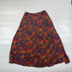 Casual Corner Long Maxi Skirt Womens 8 Multi Floral Rayon Side Button Detailed - Picture 1 of 5