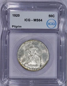 1920 Pilgram Half Dollar 50c ICG MS64 - Picture 1 of 4