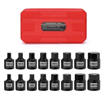 16 Pieces 3/8" Drive Low Profile Hex Socket Set, Impact Allen Bit Socket - Image 1 of 4