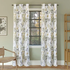 Remi Floral Leaf Print Blackout Grommet Curtain Panel, 40" x 84", Multi - Picture 1 of 8