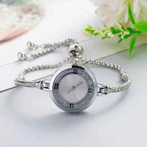 Women Watch Quicksand Rhinestone Quartz Bracelet Watch Elegant Gifts Silvery New - Picture 1 of 6