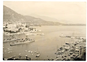 1959 MONACO MONTECARLO IL PORTO CON 2 NAVI MILITARI FOTO ORIGINALE cm 7x10 - Imagen 1 de 2