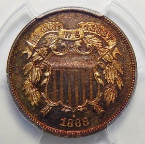 1868 PCGS PR64RD CAMEO TWO-CENT PIECE - Picture 1 of 3