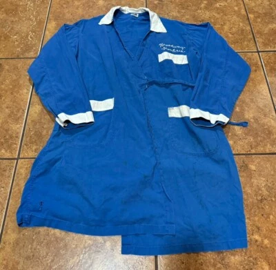 Abrigo chaqueta vintage de tienda de algodón de los años 20 ropa de trabajo puntada de cadena azul años 20 30 Foto 1 de 4