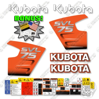 Kit de calcomanías para cargador de orugas Kubota SVL 75 calcomanías de repuesto - ¡Vinilo 3M de 7 años! Foto 1 de 3