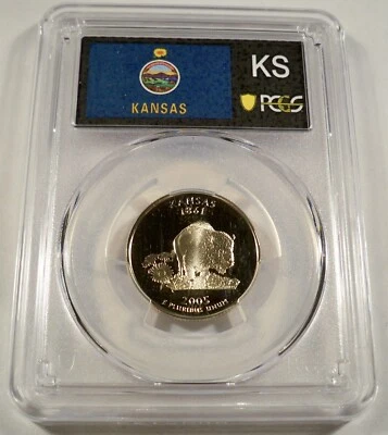 2005-S 25c CLAD PCGS PR70DCAM KANSAS QUARTER PROOF DEEP CAMEO PR 70 DC - Image 1 of 4