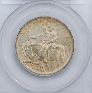 Stone Mountain 1925 50C Commemorative PCGS MS67 Solemn Sunset Golden Toning ! - Picture 1 of 5