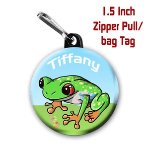 Zwei Frosch Reißverschluss/Taschenanhänger personalisiert mit Namen nach Wahl - Bild 1 von 4
